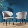 Langham Set Of 2 Grey Woven Fabric Carver Dining Chairs With Fluted Back 2 Langham Set Of 2 Grey Woven Fabric Carver Dining Chairs With Fluted Back -FINZ Furniture Shop DCH 2143 GREY WOV 2P main
