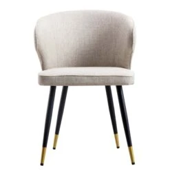 Langham Set Of 2 Oatmeal Woven Fabric Carver Dining Chairs With Fluted Back 20 Langham Set Of 2 Oatmeal Woven Fabric Carver Dining Chairs With Fluted Back -FINZ Furniture Shop DCH 2143 TAUPE WOV 2P WB3