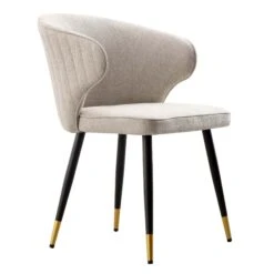 Langham Set Of 2 Oatmeal Woven Fabric Carver Dining Chairs With Fluted Back 21 Langham Set Of 2 Oatmeal Woven Fabric Carver Dining Chairs With Fluted Back -FINZ Furniture Shop DCH 2143 TAUPE WOV 2P WB4