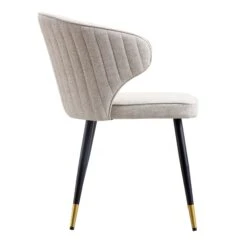 Langham Set Of 2 Oatmeal Woven Fabric Carver Dining Chairs With Fluted Back 23 Langham Set Of 2 Oatmeal Woven Fabric Carver Dining Chairs With Fluted Back -FINZ Furniture Shop DCH 2143 TAUPE WOV 2P WB5