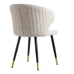 Langham Set Of 2 Oatmeal Woven Fabric Carver Dining Chairs With Fluted Back 24 Langham Set Of 2 Oatmeal Woven Fabric Carver Dining Chairs With Fluted Back -FINZ Furniture Shop DCH 2143 TAUPE WOV 2P WB6