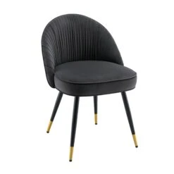 Miyae Set Of 2 Pleated Charcoal Velvet Upholstered Dining Chairs -FINZ Furniture Shop DCH 2144 CHARCOAL VEL 2P WB2