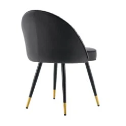 Miyae Set Of 2 Pleated Charcoal Velvet Upholstered Dining Chairs -FINZ Furniture Shop DCH 2144 CHARCOAL VEL 2P WB6