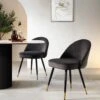Miyae Set Of 2 Pleated Charcoal Velvet Upholstered Dining Chairs 2 Miyae Set Of 2 Pleated Charcoal Velvet Upholstered Dining Chairs -FINZ Furniture Shop DCH 2144 CHARCOAL VEL 2P main