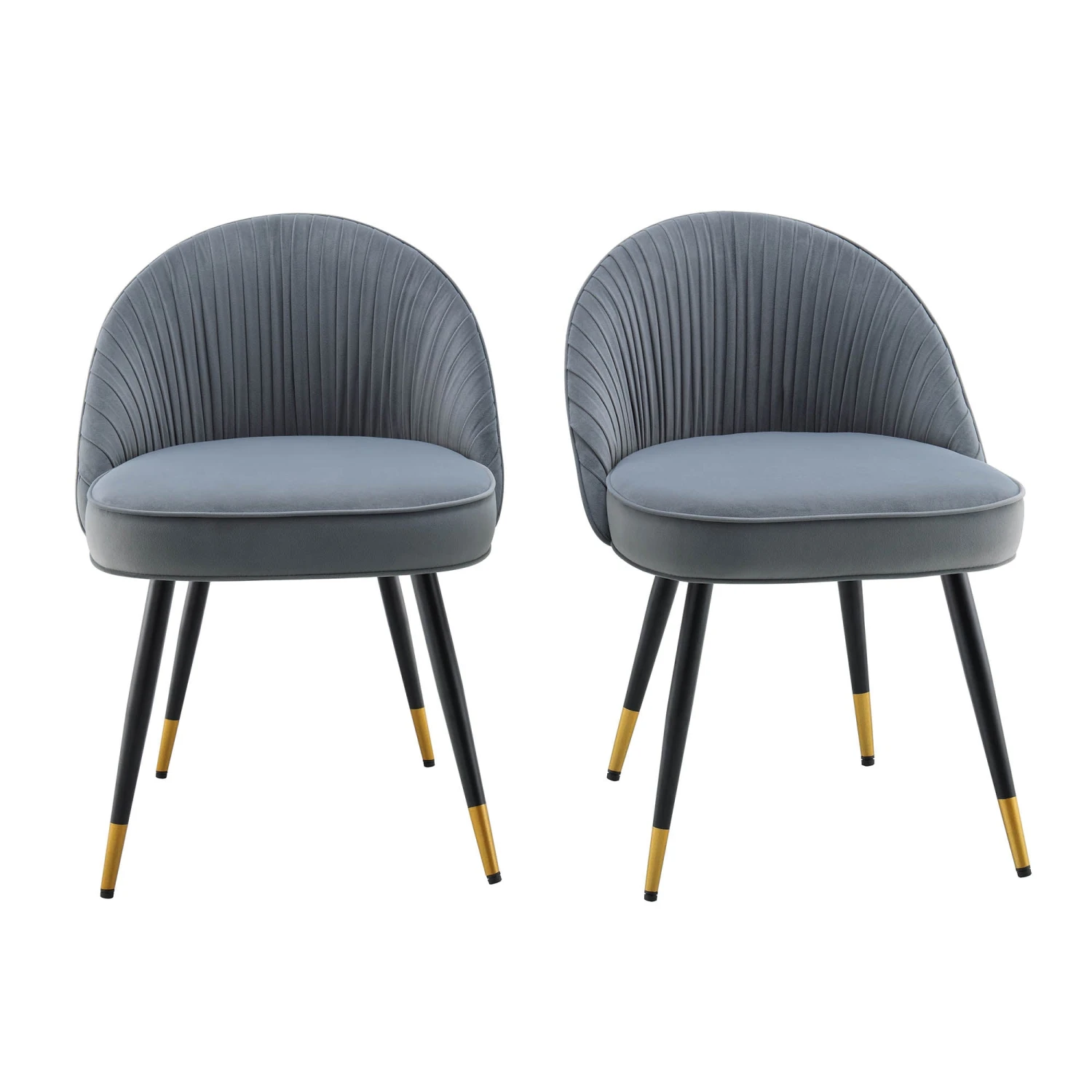 Miyae Set Of 2 Pleated Light Grey Velvet Upholstered Dining Chairs 3 Miyae Set Of 2 Pleated Light Grey Velvet Upholstered Dining Chairs - Image 2