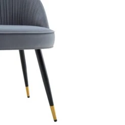 Miyae Set Of 2 Pleated Light Grey Velvet Upholstered Dining Chairs 23 Miyae Set Of 2 Pleated Light Grey Velvet Upholstered Dining Chairs -FINZ Furniture Shop DCH 2144 LIGHTGREY VEL 2P detail3