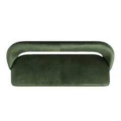 Oakley Dark Green Velvet Upholstered 3 Seater Dining Bench With Contrast Piping -FINZ Furniture Shop DCH 2147 DARKGREEN VEL WB3
