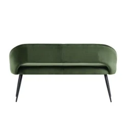 Oakley Dark Green Velvet Upholstered 3 Seater Dining Bench With Contrast Piping -FINZ Furniture Shop DCH 2147 DARKGREEN VEL WB6