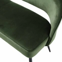 Oakley Dark Green Velvet Upholstered 3 Seater Dining Bench With Contrast Piping -FINZ Furniture Shop DCH 2147 DARKGREEN VEL detail2