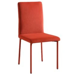 Fernie Set Of 2 Ochre Burnt Orange Velvet Dining Chairs With Upholstered Legs -FINZ Furniture Shop DCH 2151 OCHRE VEL 2P WB3