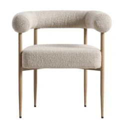 Fulbourn Taupe Boucle Dining Chair With Natural Wood Effect Legs -FINZ Furniture Shop DCH 2162 TAUPE BOUCLE NAT WB1