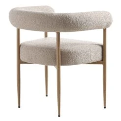 Fulbourn Taupe Boucle Dining Chair With Natural Wood Effect Legs -FINZ Furniture Shop DCH 2162 TAUPE BOUCLE NAT WB4