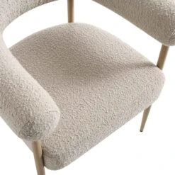 Fulbourn Taupe Boucle Dining Chair With Natural Wood Effect Legs -FINZ Furniture Shop DCH 2162 TAUPE BOUCLE NAT detail1
