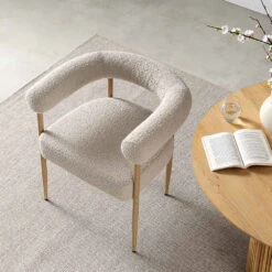 Fulbourn Taupe Boucle Dining Chair With Natural Wood Effect Legs -FINZ Furniture Shop DCH 2162 TAUPE BOUCLE NAT scene2