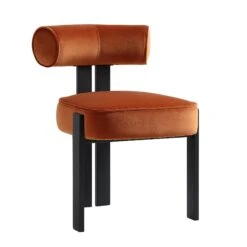 Ophelia Rust Velvet Dining Chair 19 Ophelia Rust Velvet Dining Chair -FINZ Furniture Shop DCH 2187 RUST VEL WB1