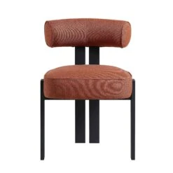 Ophelia Terracotta Fabric Dining Chair -FINZ Furniture Shop DCH 2187 TERRA FAB BLACK WB1