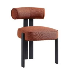 Ophelia Terracotta Fabric Dining Chair -FINZ Furniture Shop DCH 2187 TERRA FAB BLACK WB2