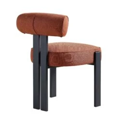 Ophelia Terracotta Fabric Dining Chair -FINZ Furniture Shop DCH 2187 TERRA FAB BLACK WB3