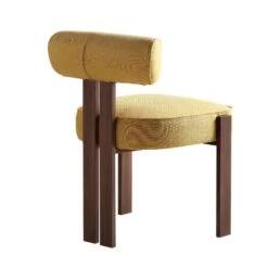 Ophelia Honey Gold Fabric Dining Chair 23 Ophelia Honey Gold Fabric Dining Chair -FINZ Furniture Shop DCH 2187 YELLOW FAB WALN WB4