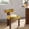 Ophelia Honey Gold Fabric Dining Chair -FINZ Furniture Shop DCH 2187 YELLOW FAB WALN main