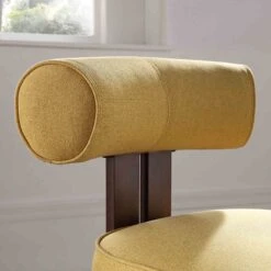 Ophelia Honey Gold Fabric Dining Chair 19 Ophelia Honey Gold Fabric Dining Chair -FINZ Furniture Shop DCH 2187 YELLOW FAB WALN scene2