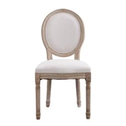 Lainston Set Of 2 Classic Limewashed Wooden Dining Chairs, Beige -FINZ Furniture Shop DCH 88 BEIGE 2P WB2