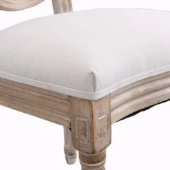 Lainston Set Of 2 Classic Limewashed Wooden Dining Chairs, Beige -FINZ Furniture Shop DCH 88 BEIGE 2P detail2