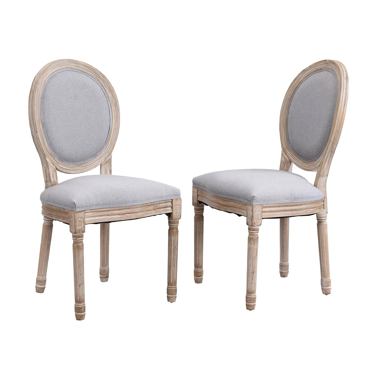 Lainston Set Of 2 Classic Limewashed Wooden Dining Chairs, Grey 4 Lainston Set Of 2 Classic Limewashed Wooden Dining Chairs, Grey - Image 2