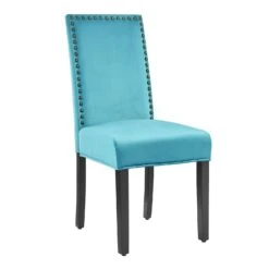 Maidwell Set Of 2 Air Blue Velvet Dining Chairs -FINZ Furniture Shop DCH LW8116 ABLUEVEL 2P 1