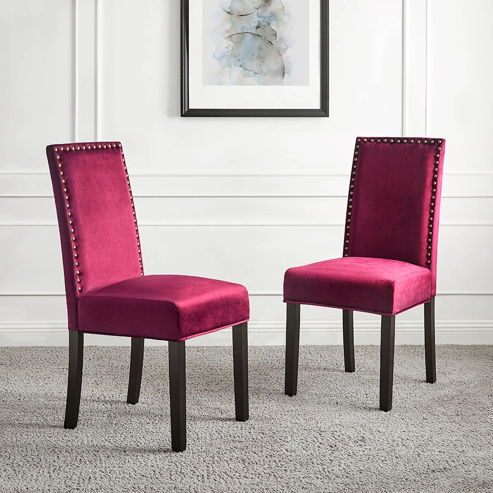Maidwell Set Of 2 Crimson Red Velvet Dining Chairs 3 Maidwell Set Of 2 Crimson Red Velvet Dining Chairs