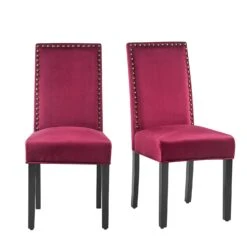 Maidwell Set Of 2 Crimson Red Velvet Dining Chairs 14 Maidwell Set Of 2 Crimson Red Velvet Dining Chairs -FINZ Furniture Shop DCH LW8116 REDVEL 2P whitebackground