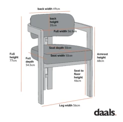Stanford Curved Oak Frame Upholstered Chair, White Boucle Light Walnut Frame 21 Stanford Curved Oak Frame Upholstered Chair, White Boucle Light Walnut Frame -FINZ Furniture Shop Dimensional Drawings APR 2023 XN DCH 727
