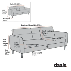 Latimer Beige Woven Fabric 3-Seater Storage Sofa Bed -FINZ Furniture Shop Dimensional Drawings AUGUST 2022 AYSF 09