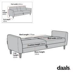 Latimer Light Grey Brushed Fabric 3-Seater Storage Sofa Bed 31 Latimer Light Grey Brushed Fabric 3-Seater Storage Sofa Bed -FINZ Furniture Shop Dimensional Drawings AUGUST 2022 AYSF 09BED