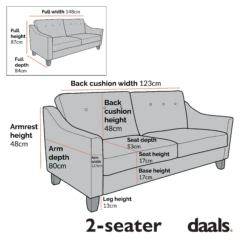 Harper 2-Seater Slope Arm Grey Woven Fabric Sofa -FINZ Furniture Shop Dimensional Drawings AYSF 015 2ST e4da6d05 7de8 4764 b812 bd6e5b78a651