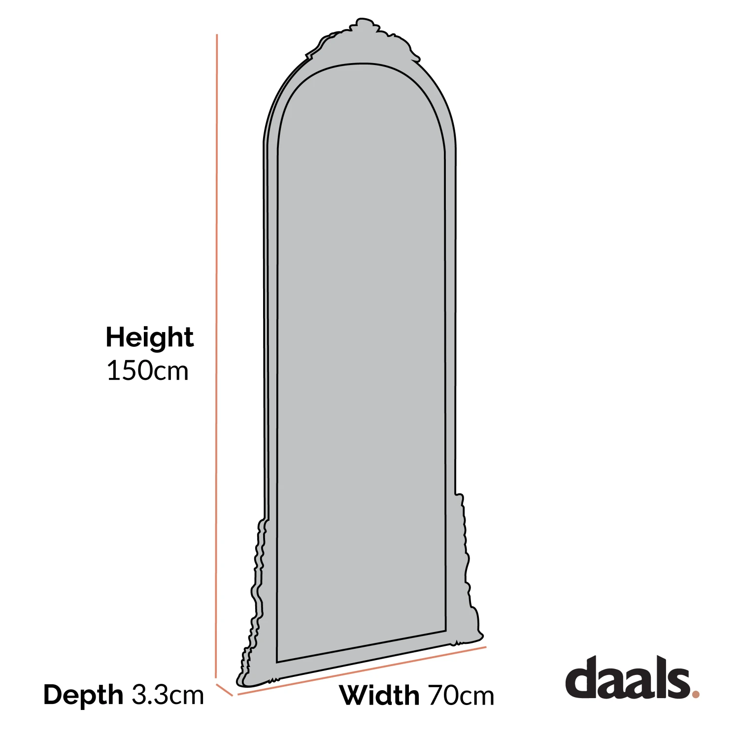 Mirabel Full Length Mirror 150 X 70 Cm, Antique Gold Effect 6 Mirabel Full Length Mirror 150 X 70 Cm, Antique Gold Effect - Image 4