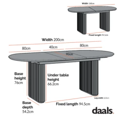 Maru Oval 6-8 Seater Extending Oak Pedestal Dining Table, Silver Oak 24 Maru Oval 6-8 Seater Extending Oak Pedestal Dining Table, Silver Oak -FINZ Furniture Shop Dimensional Drawings June 2023 BSD 136 3
