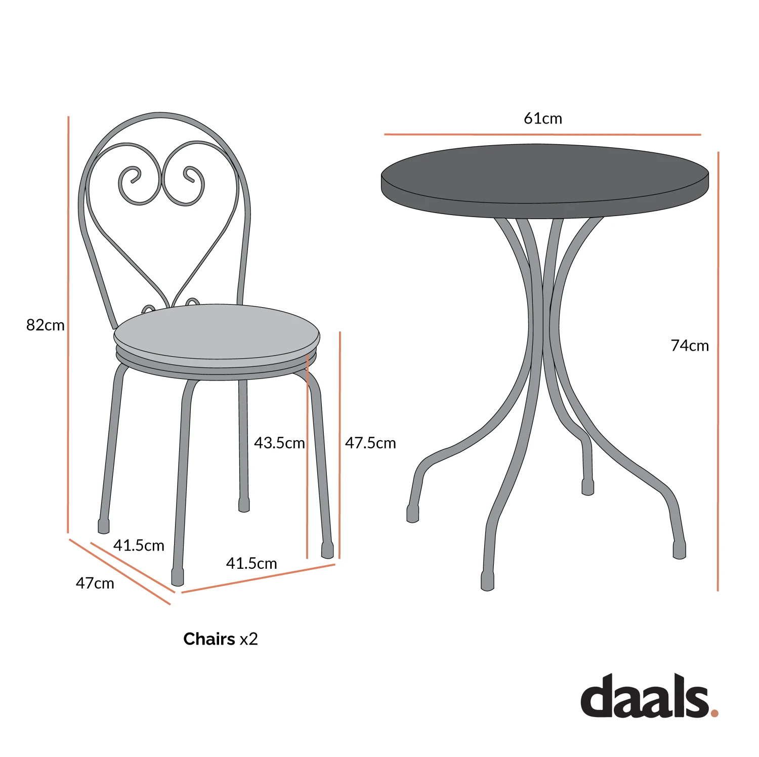 Haymes Metal Indoor And Outdoor Bistro Set 7 Haymes Metal Indoor And Outdoor Bistro Set - Image 5