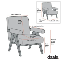 Chinnor White Boucle Accent Chair 14 Chinnor White Boucle Accent Chair -FINZ Furniture Shop Dimensional Drawings Mar 2023 ACH 729