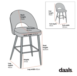 Oakley Set Of 2 Dark Green Velvet Upholstered Counter Stools With Contrast Piping 17 Oakley Set Of 2 Dark Green Velvet Upholstered Counter Stools With Contrast Piping -FINZ Furniture Shop Dimensional Drawings Mar 2023 BCH 2155 7ff9779b 0438 4a22 b13f 835e89556aca