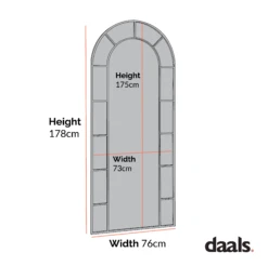 Beaumont Arched Full Lenth Metal Frame Mirror 178 X 76 Cm, Black 14 Beaumont Arched Full Lenth Metal Frame Mirror 178 X 76 Cm, Black -FINZ Furniture Shop Dimensional Drawings Mar 2023 MIRR 029