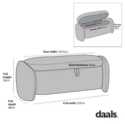 Loha Grey Teddy Boucle 129cm Large Storage Ottoman Bench 17 Loha Grey Teddy Boucle 129cm Large Storage Ottoman Bench -FINZ Furniture Shop Dimensional Drawings Mar 2023 OTTO 271