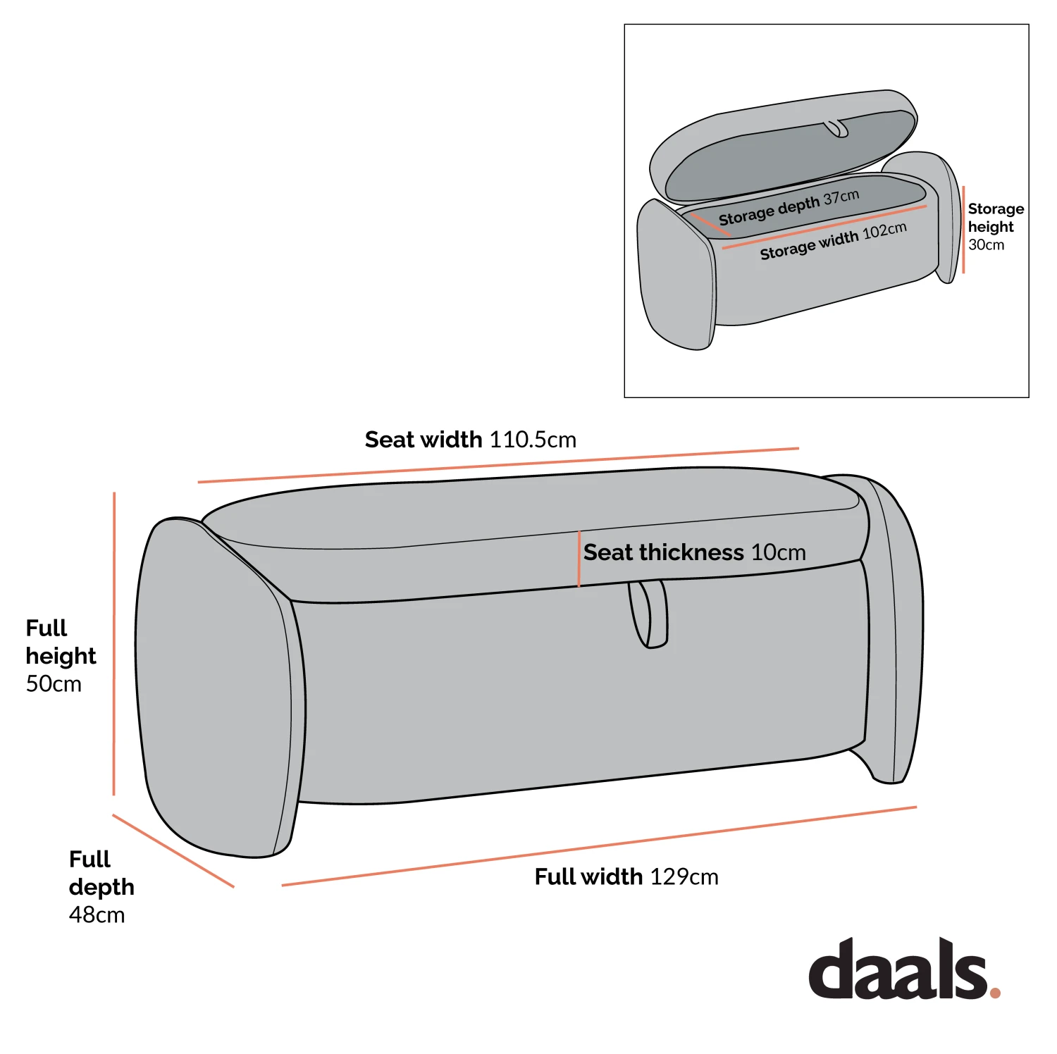 Loha Grey Teddy Boucle 129cm Large Storage Ottoman Bench 7 Loha Grey Teddy Boucle 129cm Large Storage Ottoman Bench - Image 5