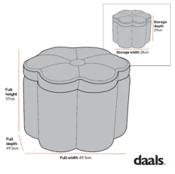 Pollie Navy Velvet Storage Stool -FINZ Furniture Shop Dimensional Drawings Mar 2023 pouf 291