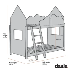 Newton White Solid Wood Kid's Treehouse Bunk Bed 15 Newton White Solid Wood Kid's Treehouse Bunk Bed -FINZ Furniture Shop Dimensional Drawings JIN 19