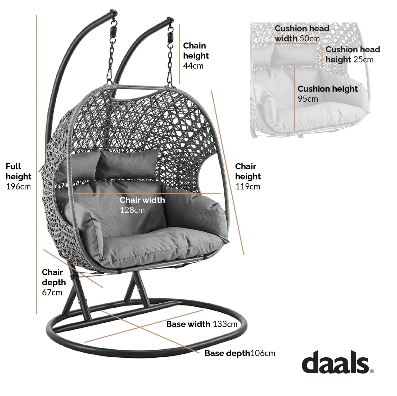 Maren Indoor Outdoor Double Hanging Chair 5 Maren Indoor Outdoor Double Hanging Chair - Image 3
