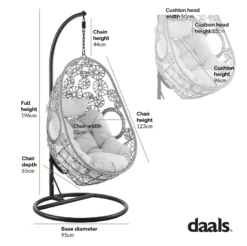 Daisy Floral Pattern Indoor Outdoor Hanging Chair 14 Daisy Floral Pattern Indoor Outdoor Hanging Chair -FINZ Furniture Shop Dimensional Drawings OD HC 013
