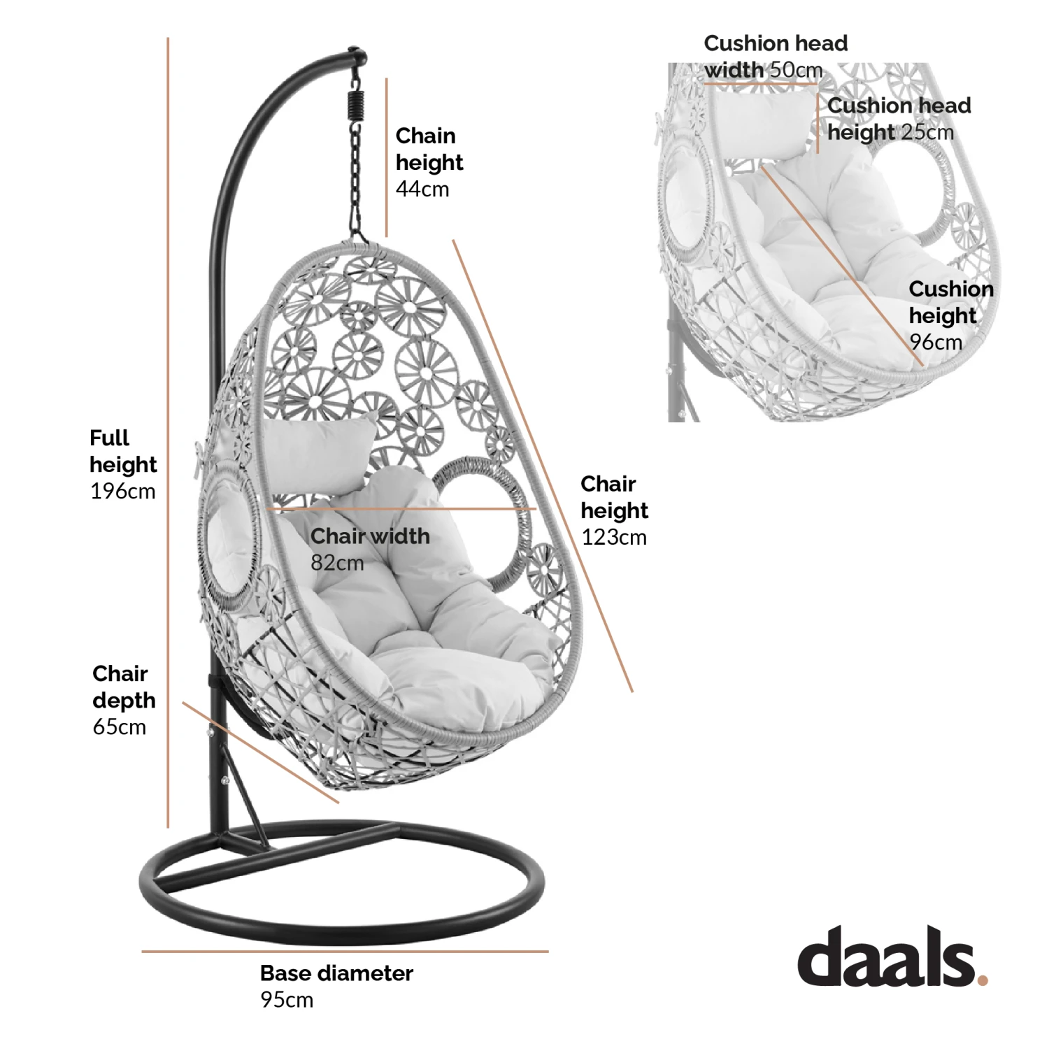 Daisy Floral Pattern Indoor Outdoor Hanging Chair 5 Daisy Floral Pattern Indoor Outdoor Hanging Chair - Image 3
