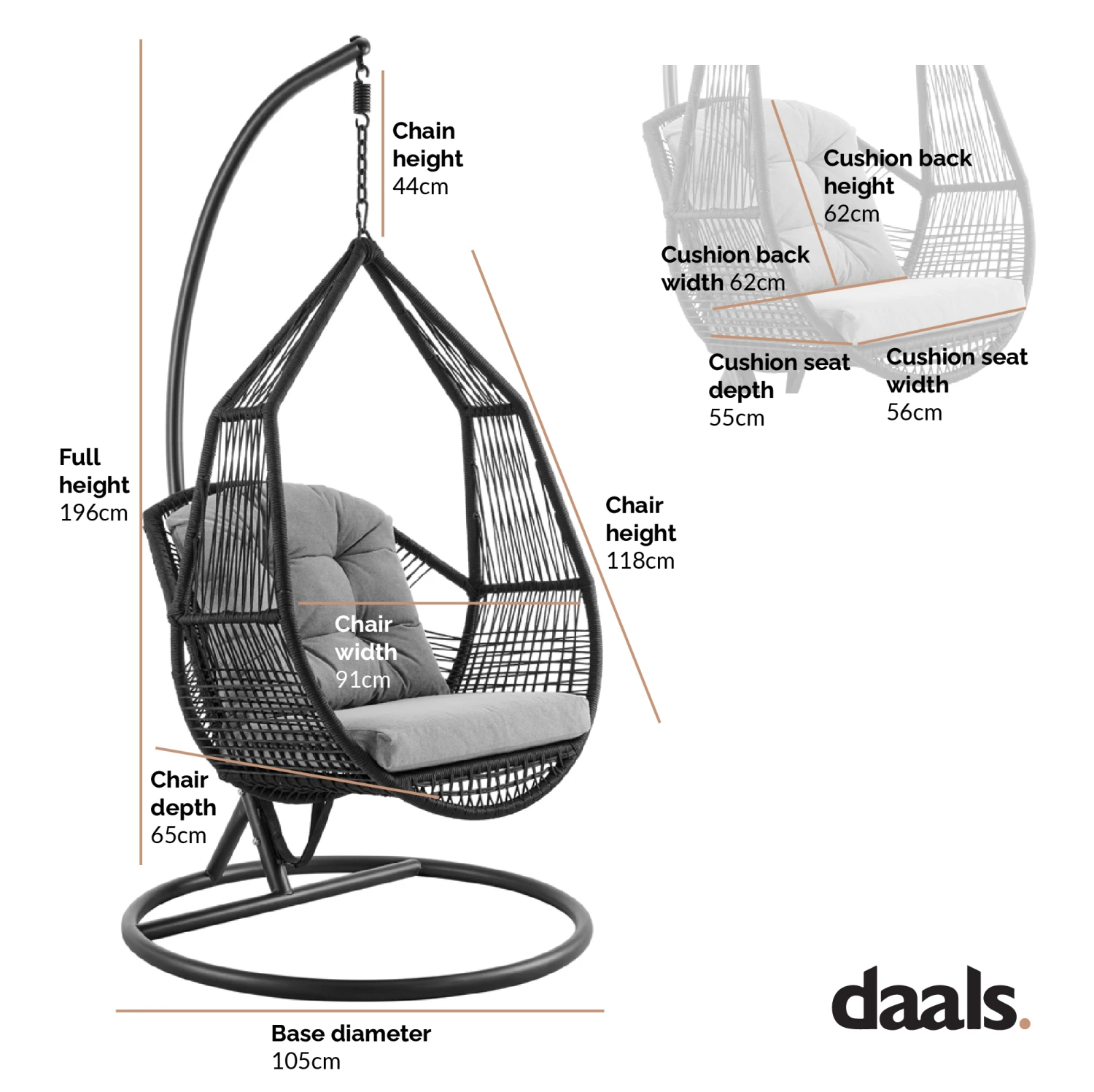 Lydia Geometric Rattan & Rope Mix Indoor Outdoor Hanging Chair 5 Lydia Geometric Rattan & Rope Mix Indoor Outdoor Hanging Chair - Image 3