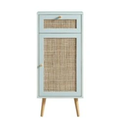 Frances Woven Rattan 1-Door Bathroom Cabinet, Mint -FINZ Furniture Shop FT BAC 01 SAGE WB1